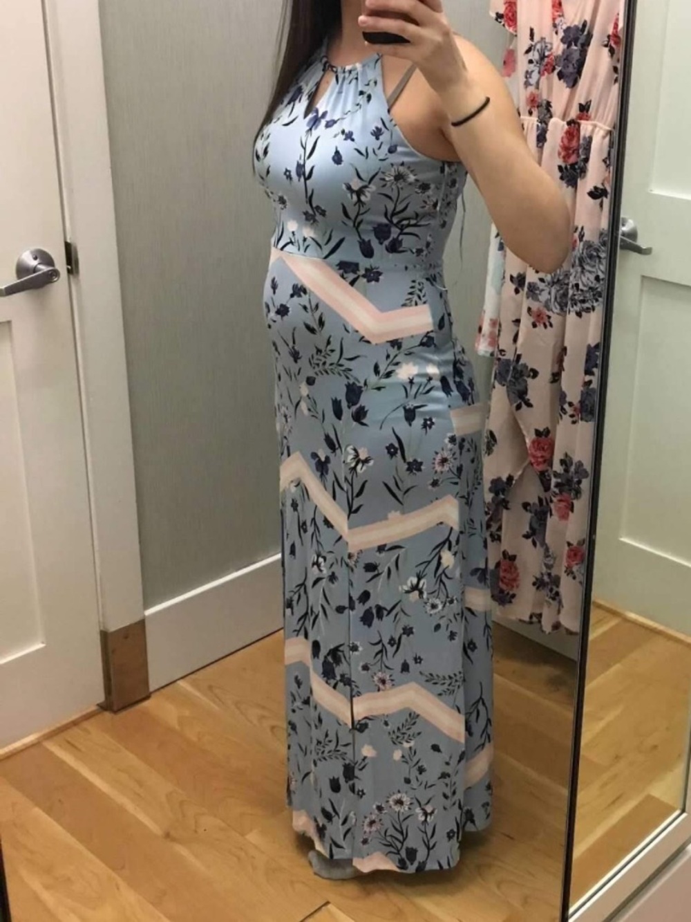 Candie's Light Blue Floral Halter Maxi Dress